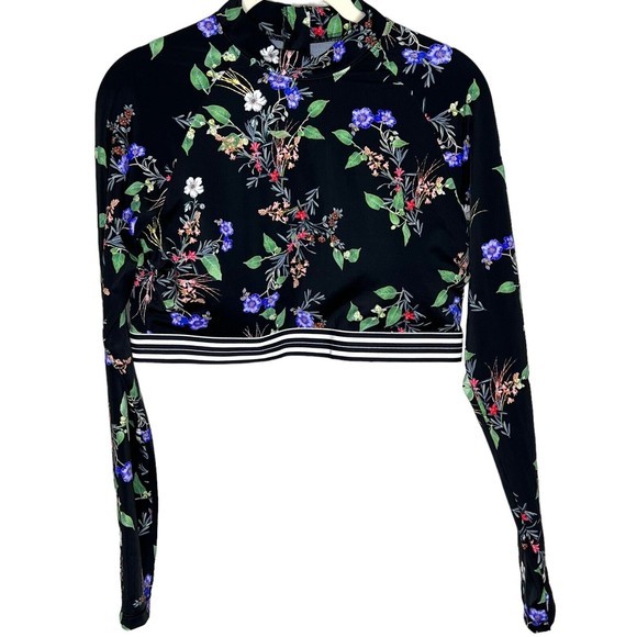 Athleta Other - Athleta Gold Coast Black Floral Crop Rashguard Top Large